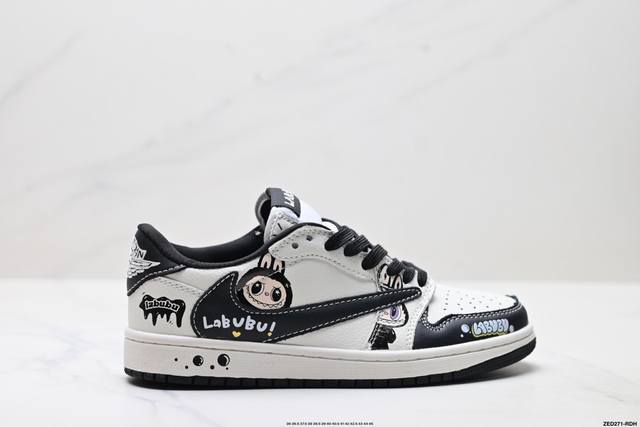 公司级Nike Air Jordan 1 X Travis Scott Aj1倒勾 乔一倒钩 ‘Diy’定制 耐克 低帮文化篮球鞋 完美品质出货 细节如图所示