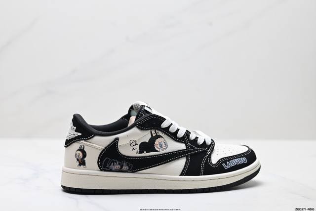 公司级Nike Air Jordan 1 X Travis Scott Aj1倒勾 乔一倒钩 ‘Diy’定制 耐克 低帮文化篮球鞋 完美品质出货 细节如图所示