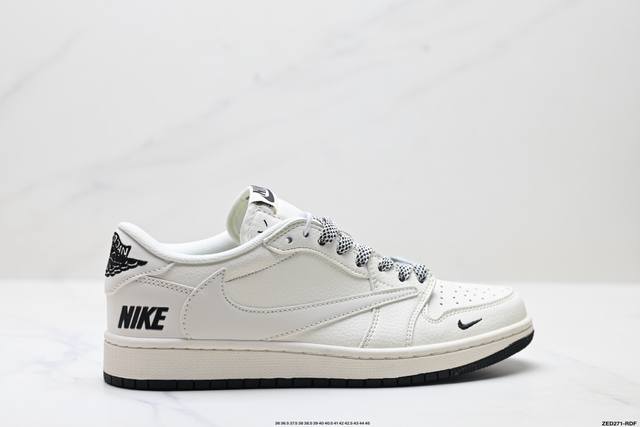 380 公司级Nike Air Jordan 1 X Travis Scott Aj1倒勾 乔一倒钩 ‘Diy’定制 耐克 低帮文化篮球鞋 完美品质出货 细节如