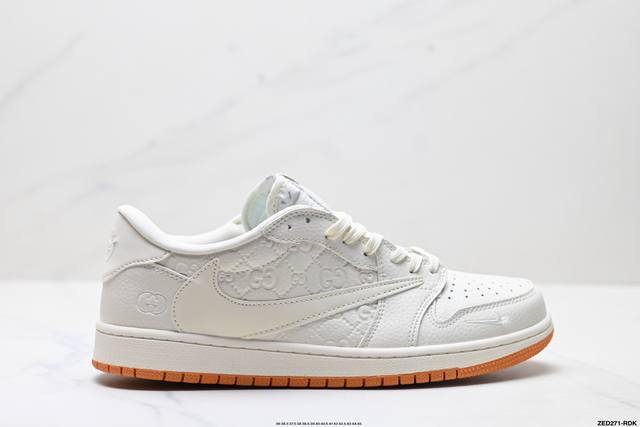 公司级Nike Air Jordan 1 X Travis Scott Aj1倒勾 乔一倒钩 ‘Diy’定制 耐克 低帮文化篮球鞋 完美品质出货 细节如图所示