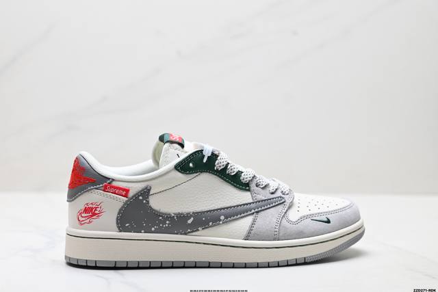 公司级Nike Air Jordan 1 X Travis Scott Aj1倒勾 乔一倒钩 ‘Diy’定制 耐克 低帮文化篮球鞋 完美品质出货 细节如图所示