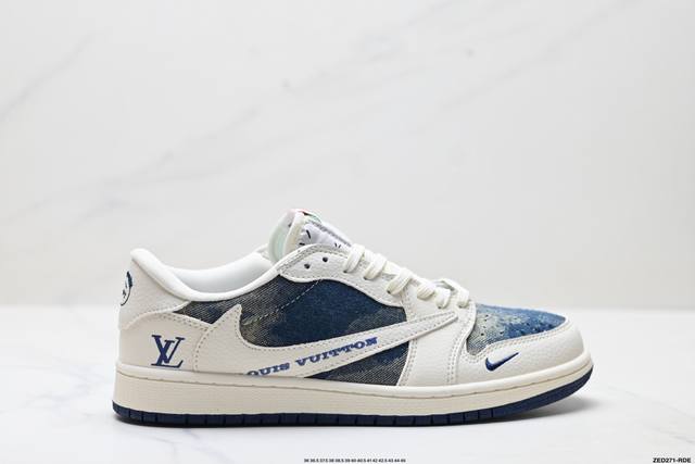 公司级Nike Air Jordan 1 X Travis Scott Aj1倒勾 乔一倒钩 ‘Diy’定制 耐克 低帮文化篮球鞋 完美品质出货 细节如图所示