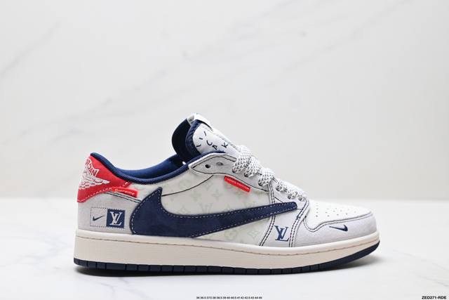 公司级Nike Air Jordan 1 X Travis Scott Aj1倒勾 乔一倒钩 ‘Diy’定制 耐克 低帮文化篮球鞋 完美品质出货 细节如图所示