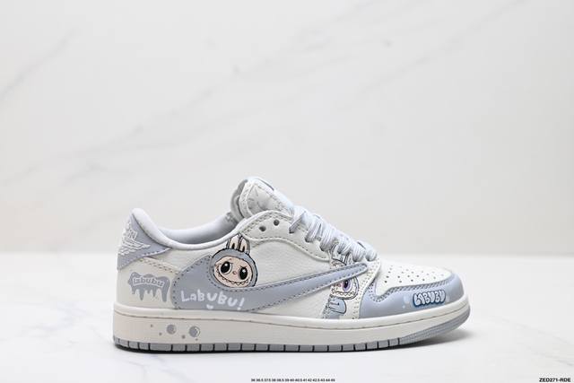 公司级Nike Air Jordan 1 X Travis Scott Aj1倒勾 乔一倒钩 ‘Diy’定制 耐克 低帮文化篮球鞋 完美品质出货 细节如图所示
