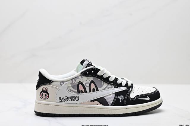 公司级Nike Air Jordan 1 X Travis Scott Aj1倒勾 乔一倒钩 ‘Diy’定制 耐克 低帮文化篮球鞋 完美品质出货 细节如图所示