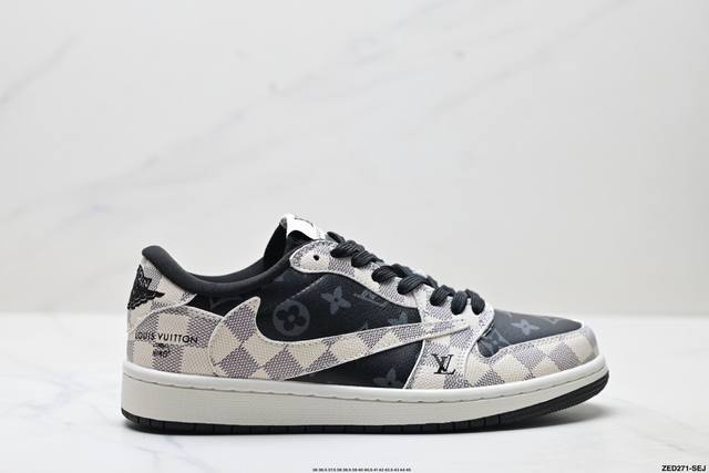 公司级Nike Air Jordan 1 X Travis Scott Aj1倒勾 乔一倒钩 ‘Diy’定制 耐克 低帮文化篮球鞋 完美品质出货 细节如图所示