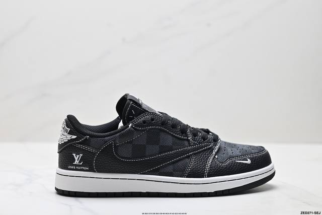 公司级Nike Air Jordan 1 X Travis Scott Aj1倒勾 乔一倒钩 ‘Diy’定制 耐克 低帮文化篮球鞋 完美品质出货 细节如图所示