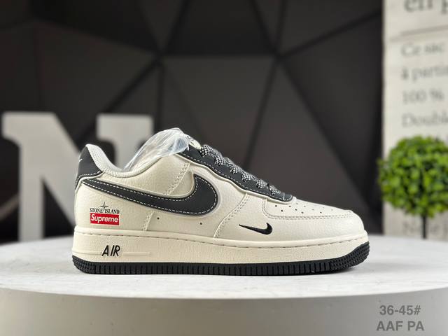 福利特价 公司级耐克 Nike Air Force 1 '07 Low “Supreme联名 空军一号 低帮 运动鞋 休闲鞋 折边针车 工艺难度大 原楦头原纸板
