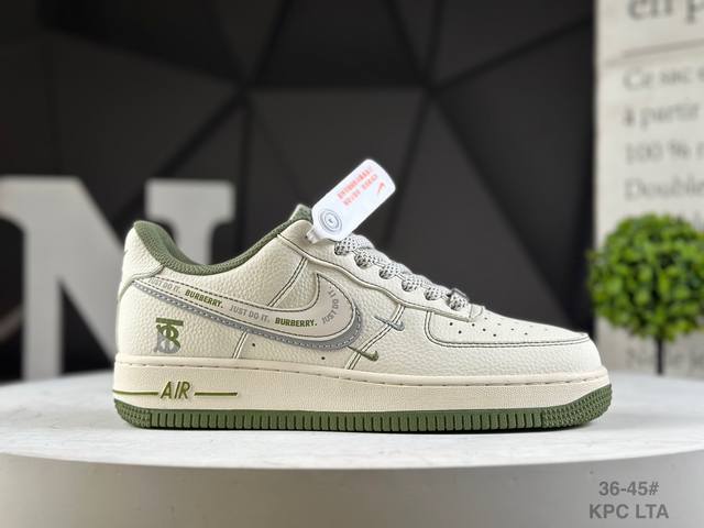 公司级耐克 Nike Air Force 1'07 Low 巴宝莉联名 米军绿电绣 空军一号低帮休闲板鞋 货号：Jp10440-003 Kpc #定制皮料 定制
