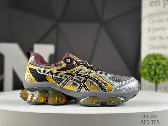 Asics Gel-Quantum Kinetic 舒适时尚 织物合成革防滑透气 低帮 休闲城市通勤跑步鞋 男款 蓝黄 Asics Gel-Quantum Ki
