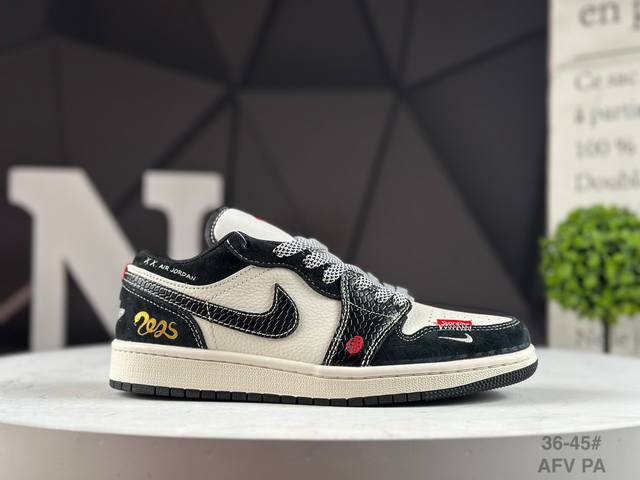 福利特价 头层耐克 Nike Jordan Air Jordan 1 高端定制 低帮 复古 减震 防滑 耐磨 篮球鞋 定制鞋盒 大厂纯原品质出货 超高清洁度 皮