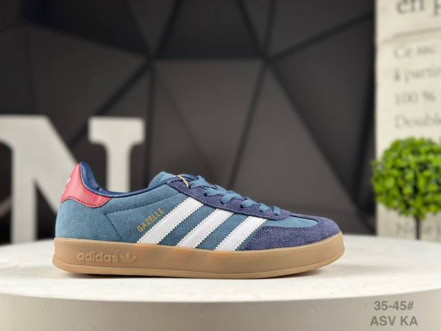 阿迪达斯 Ad Gazelle Indoor Trainers 羚羊内训系列低帮复古百搭休闲运动德训风板鞋 货号：Ji3522 Asv 90年代经典的复刻版！自