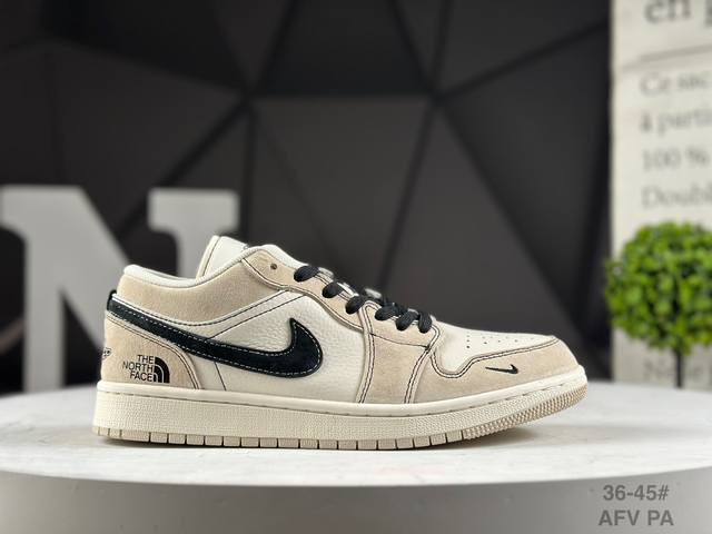 福利特价 头层耐克 Nike Jordan Air Jordan 1 北面联名 高端定制 低帮 复古 减震 防滑 耐磨 篮球鞋 定制鞋盒 大厂纯原品质出货 超高