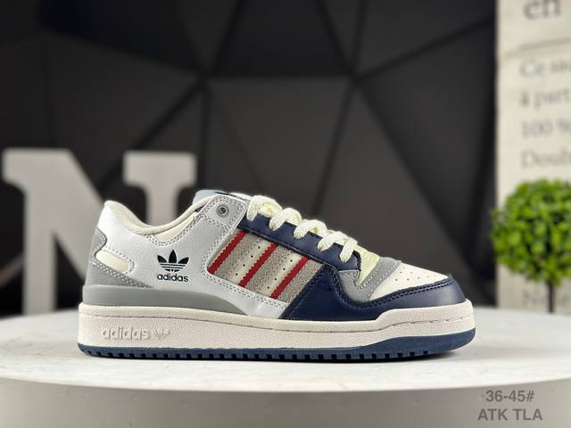 阿迪达斯 Adidas Forum Low Cl三叶草低帮 经典魔术贴复古板鞋 阿迪84款男女潮流头层皮休闲鞋原楦原数据开发 采用牛培皮革材质全头层皮鞋面 原盒