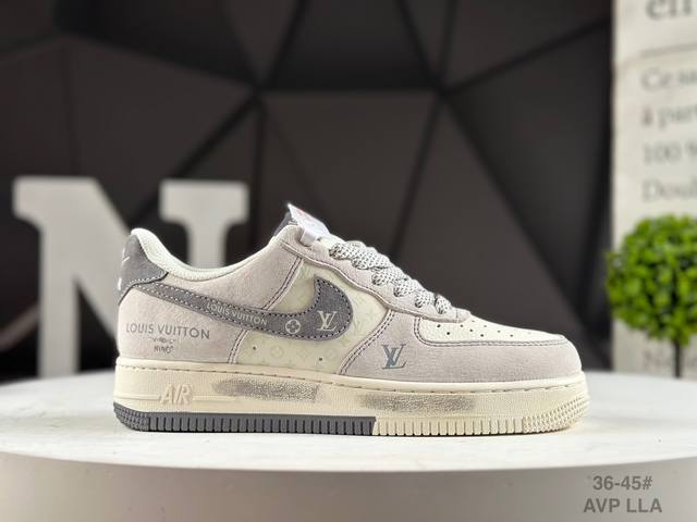 公司级耐克 Nike Air Force 1 '07 Low “Lv联名 双拼灰涂鸦”空军一号 低帮 运动鞋 休闲鞋 折边针车 工艺难度大 原楦头原纸板 原装鞋
