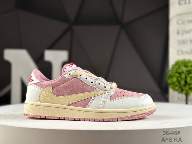 真标半码耐克 Aj1倒勾Travis Scott X Air Jordan 1 ” Reverse Mocha “ Aj1乔1 Ts 闪电 联名倒钩 低帮文化篮