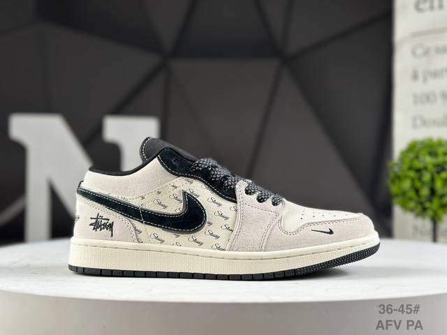 福利特价 公司级Air Jordan 1 Low Aj1 乔1 斯图西联名 高端定制 低帮复古篮球鞋 货号：Sj9950-026 Afv 定制鞋盒 大厂纯原品质
