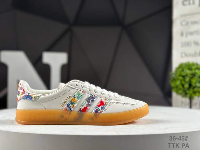 古驰Gucci X 德国运动品牌阿迪达斯Adidas Originals Gazelle 羚羊系列低帮复古百搭休闲运动板鞋 货号：Jh7370 Ttk 码数：3