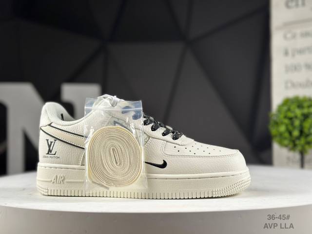 公司级耐克 Nike Air Force 1 '07 Low “Lv联名 米白小黑勾”空军一号 低帮 运动鞋 休闲鞋 折边针车 工艺难度大 原楦头原纸板 原装鞋