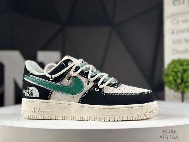 公司级耐克 Nike Air Force 1 '07 Low “北面联名--黑绿抽绳”空军一号 低帮 运动鞋 休闲鞋 折边针车 工艺难度大 原楦头原纸板 原装鞋