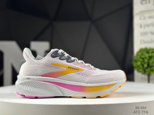 公司级半码布鲁克斯Brooks Ghost 幽灵 17 经典鞋款厚底增高运动老爹鞋 Max 坐垫 搭载 Dna Loft V3 氮气超临界发泡中底，前掌厚度 2