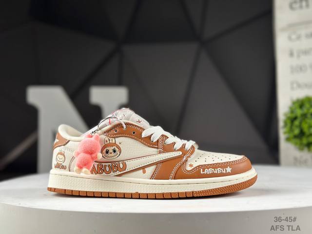 福利特价 头层半码Nike Air Jordan 1 X Travis Scott Aj1倒勾 乔一倒钩 ‘Diy’定制 耐克 低帮文化篮球鞋 完美品质出货 细