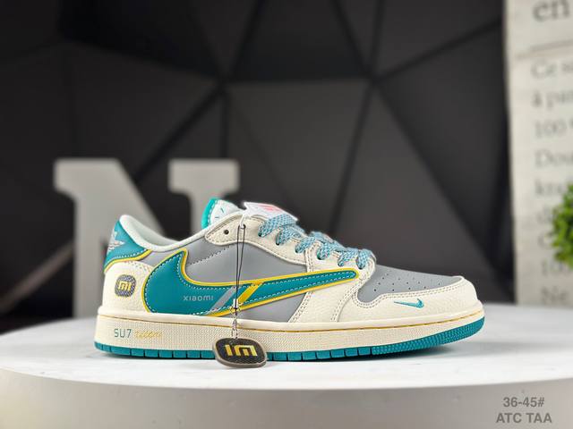 福利特价 公司级Travis Scott X Fragment Design X Air Jordan 1 Low Og Sp Aj1 小米联名 海湾蓝 低帮文
