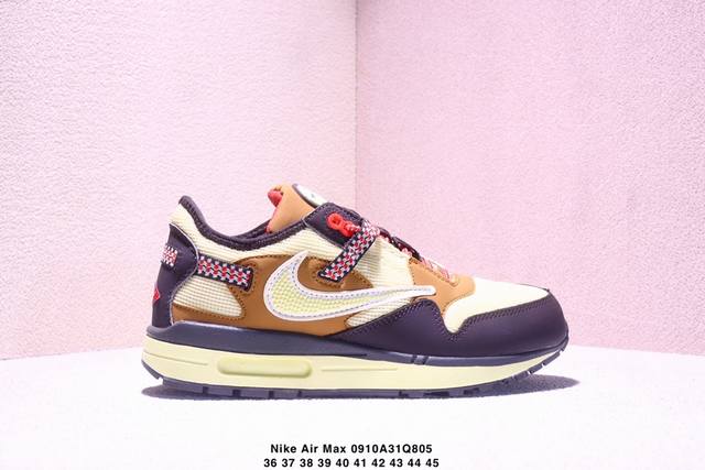 公司级联名倒钩 再度重磅联乘当红说唱歌手 特拉维斯 斯科特Travis Scott X Nike Air Max 1 Cactus Jack 改版款低帮复古百搭