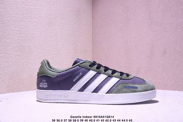 高端定制 Ad Gazelle Indoor Trainers 古驰联名---深灰军绿 原厂定制长毛翻毛皮组合环保纤维革鞋面材质 内置环保海玻璃鞋垫 外置Rb橡