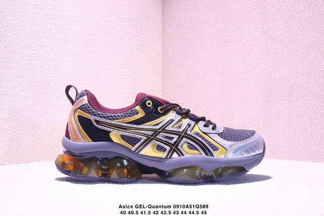 Asics Gel-Quantum Kinetic 舒适时尚 织物合成革防滑透气 低帮 休闲城市通勤跑步鞋 男款 蓝黄 Asics Gel-Quantum Ki