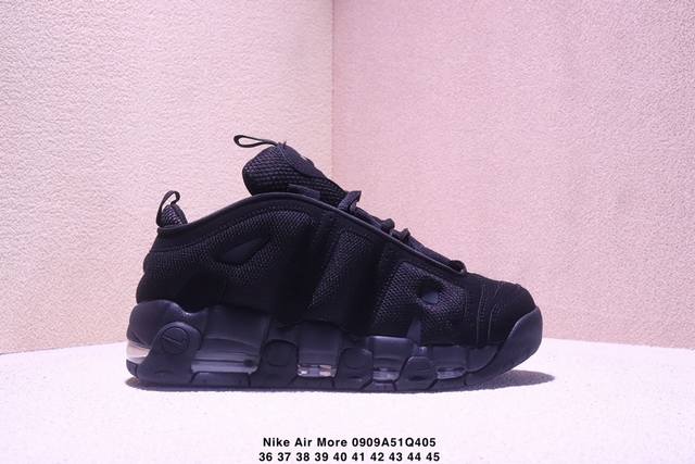 公司级Nike 耐克 原楦原纸版开发，采用荔枝纹皮鞋面材质，可视全掌透明中底气垫全新气垫亮炸，耐克Nike Air More Uptempo Qs皮蓬一代系列经