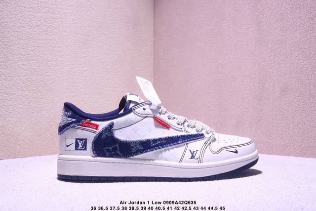 海外爆款限量发售！Travis Scott X Fragment Design X Jordan Air Jordan 1 Low Og Sp “Lv联名 蓝牛