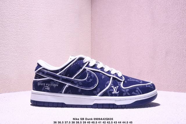 310 海外爆款限量发售！Nike Sb Dunk Low“ Lv联名 米白冰蓝金标” 周年高端定制 低帮休闲板鞋 定制鞋盒 大厂纯原品质出货 超高清洁度 皮料