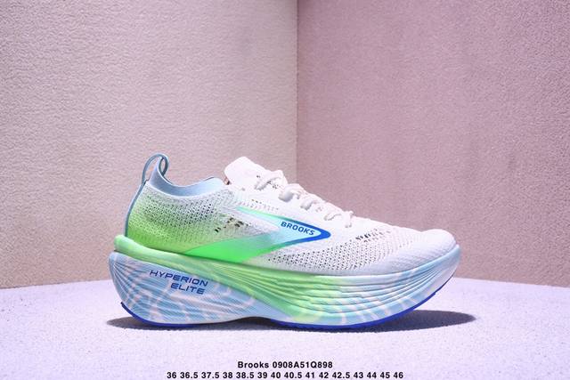 公司级Brooks布鲁克斯 Hyperion Elite 4 pb 舒适百搭防滑耐磨 低帮 越野竞速跑步鞋 采用改进工程空气网眼组合热熔工艺 鞋面材质搭载Dna