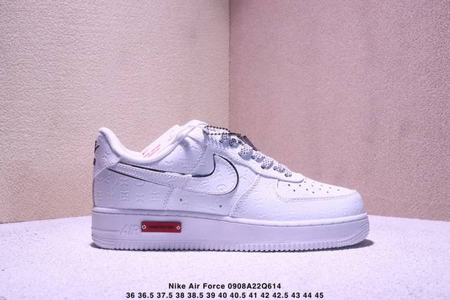海外爆款限量发售！高端定制Nike Air Force 1 '07 Low “路易威登Lv联名--- 纯白Lv立体印花” 高端定制 低帮休闲板鞋 定制鞋盒 大厂