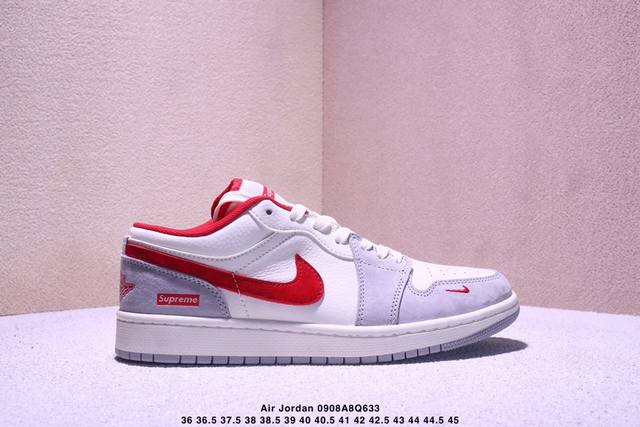 Nike Jordan Air Jordan 1“北面联名 米白灰银边” 高端定制 低帮 复古 减震 防滑 耐磨 篮球鞋 定制鞋盒 大厂纯原品质出货 超高清洁度