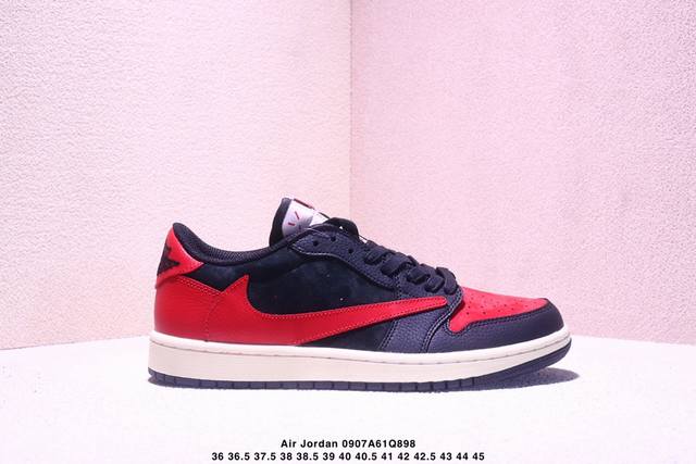 公司级Nike Air Jordan 1 X Travis Scott Aj1倒勾 乔一倒钩 耐克 低帮文化篮球鞋 完美品质出货 细节如图所示 鞋面切割工整 冲