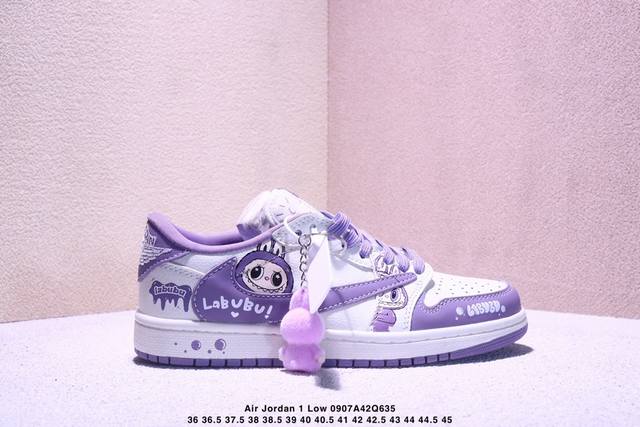 海外爆款限量发售！Travis Scott X Fragment Design X Jordan Air Jordan 1 Low Og Sp “米紫拉布布”