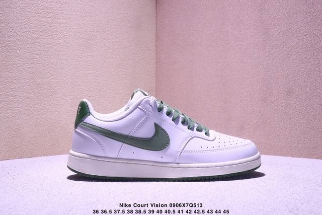 Nike Court Vision 1 Low 耐克 低帮 白蓝黄 鞋身以白色作为主色调，使鞋款十分百搭，同时鞋身两侧Swoosh Logo使用海军蓝打造，后跟