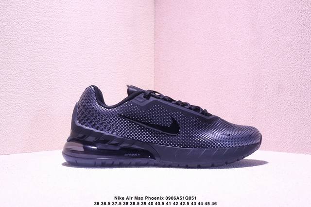 Nike Air Max phoenix 百搭舒适耐磨 低帮跑步鞋 男款 织物与合成材质组合鞋面，缔造轻盈透气的贴合体验；橡胶外底镂空设计和轻盈后跟夹有助减轻鞋