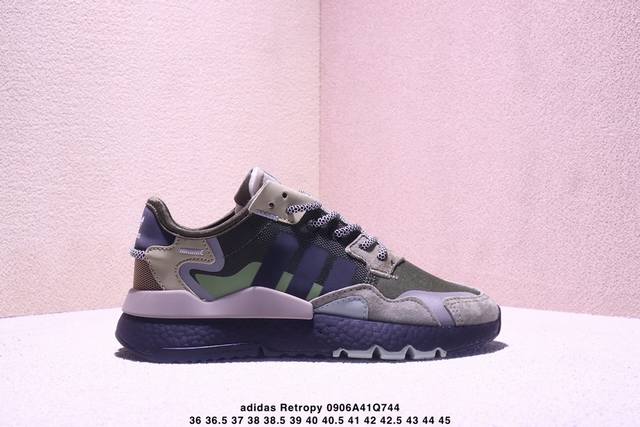 阿迪达斯Adidas Originals Retropy 夜行者爆米花速度轻盈复古系列百搭透气休闲运动慢跑鞋。全新Boost轻量缓震鞋底材质# 轻盈又不失动感