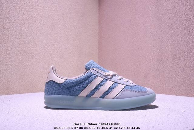 公司级Adidas Originals Gazelle Indoor 三叶草休闲防滑耐磨低帮板鞋 鞋头出色设计 塑就出众贴合感 稳固的后跟贴合足部曲线设计 软弹