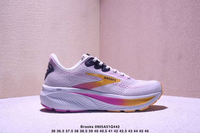 Brooks布鲁克斯 Ghost 17 柔软舒适防滑耐磨 低帮 休闲跑步鞋 女款 灰粉 Xm0905Q442