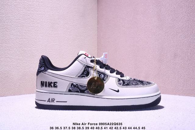 海外限量发售！公司级Nike Air Force 1 '07 Low 腰果花--经典白黑 空军一号低帮 运动鞋 休闲鞋 折边针车 工艺难度大 原楦头原纸板 高级