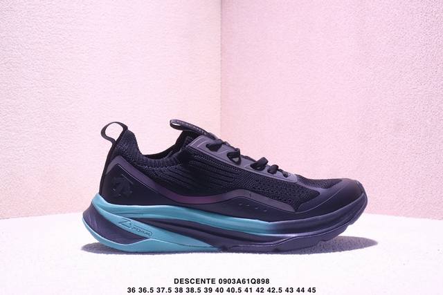 迪桑特Descente Lavitate 时尚防滑 低帮跑步鞋 针织网布无缝拼接鞋面轻薄通透减少摩擦 进口Z Foam缓震中底 舒适回弹动能加成 部分采用反光饰