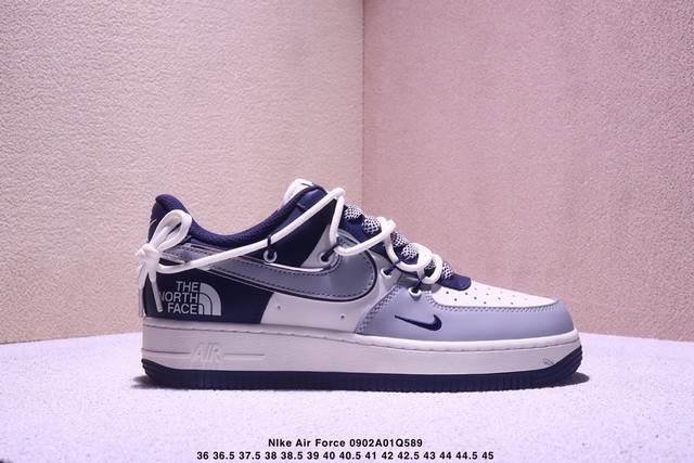 海外限量发售！公司级Nike Air Force 1 '07 Low “北面联名 灰蓝抽绳”空军一号 低帮 运动鞋 休闲鞋 折边针车 工艺难度大 原楦头原纸板