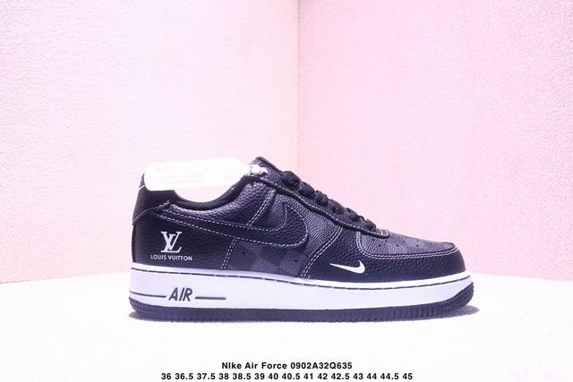 海外限量发售！公司级Nike Air Force 1 '07 Low “Lv联名 方格黑荔纹”空军一号 低帮 运动鞋 休闲鞋 折边针车 工艺难度大 原楦头原纸板