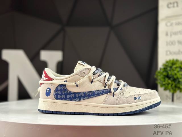 福利特价 耐克 Travis Scott X Fragment Design X Air Jordan 1 Low Og Sp Aj1 乔1 绑带 低帮文化休闲