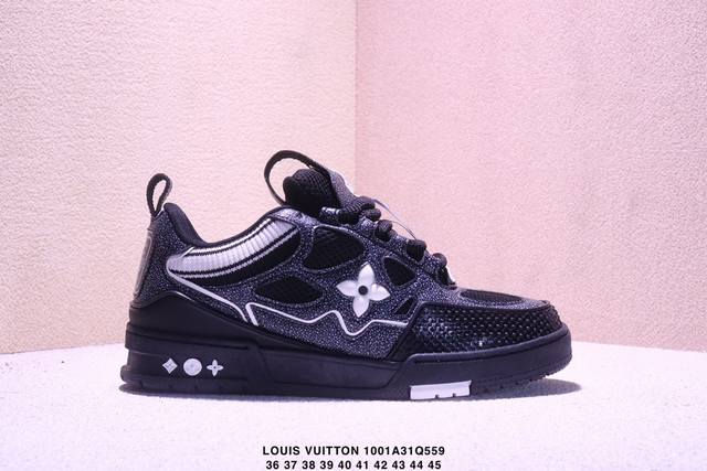 全新 Sneaker Lo 公司级路易威登板鞋 针织面 面包鞋 白黑 新款 Lv Tyler X Louis Vuitton Trainer 圆头系带 低帮 板