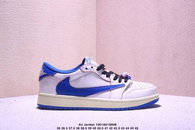 公司级Nike Air Jordan 1 X Travis Scott Aj1倒勾 乔一倒钩 耐克 低帮文化篮球鞋 完美品质出货 细节如图所示 鞋面切割工整 冲